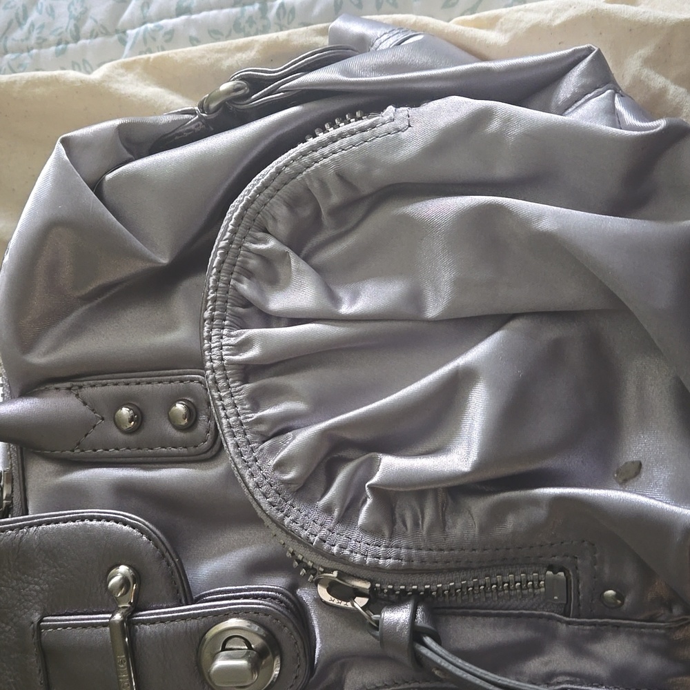 Botkier Gray Satin Satchel with Silver Hardware - Picture 3 of 7